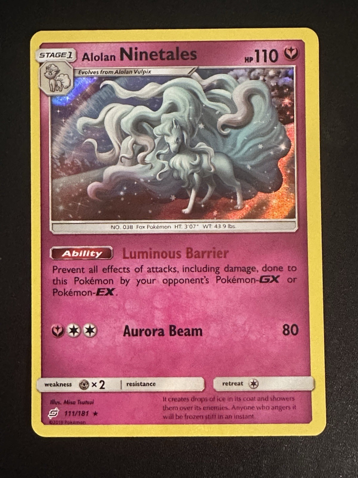 Alolan Ninetales 111/181 Pokemon Team Up Holo Rare NM