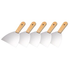 5 Stk 5 Zoll Spachtel, Holzgriff, Edelstahl, gelb (123,5 mm)