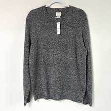 J Crew Rugged Merino Wool Blend Sweater Mens Size M Marled Black Crew Neck NWT
