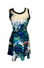 XOXO Abstract Print Cutout Fit & Flare Dress Size 5/6 Sleeveless Summer Skater