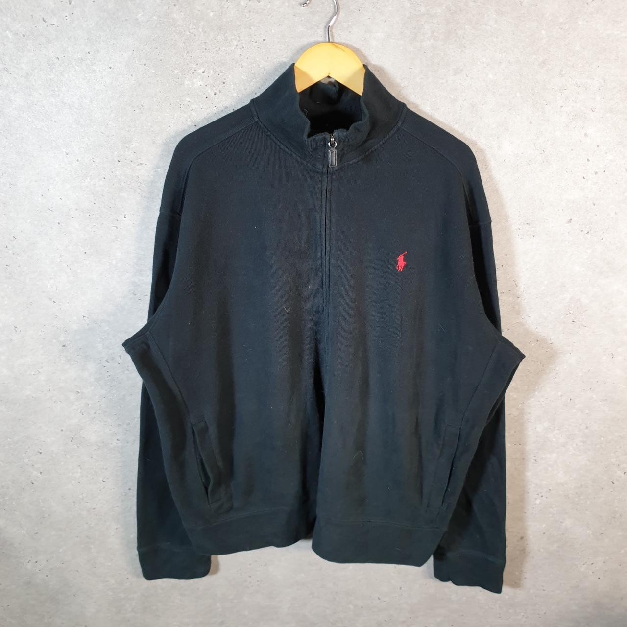 Polo Ralph Lauren vintage 1 4 zip felpa uomo XL nero cotone pullover pony