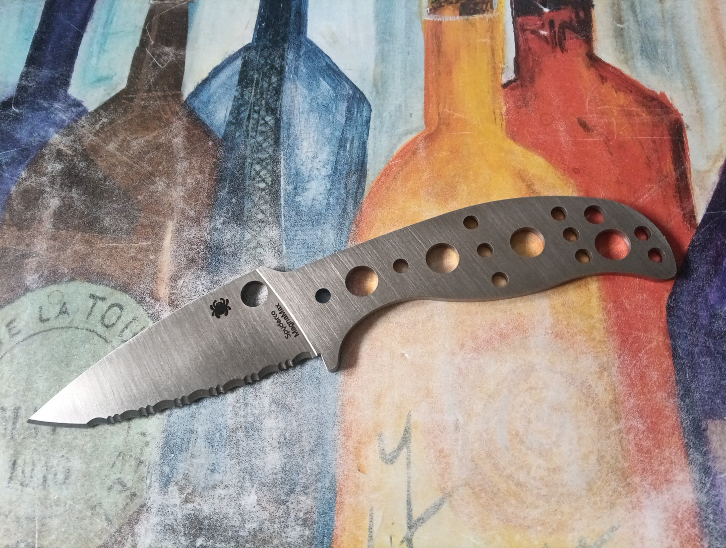 Spyderco Mule Team MT46S Fixed Blade Knife, Satin MagnaMax Serrated Blade