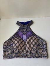 Dancing Queen Royal Blue Beaded Gem Prom Dress Halter Top - TOP ONLY Size Medium