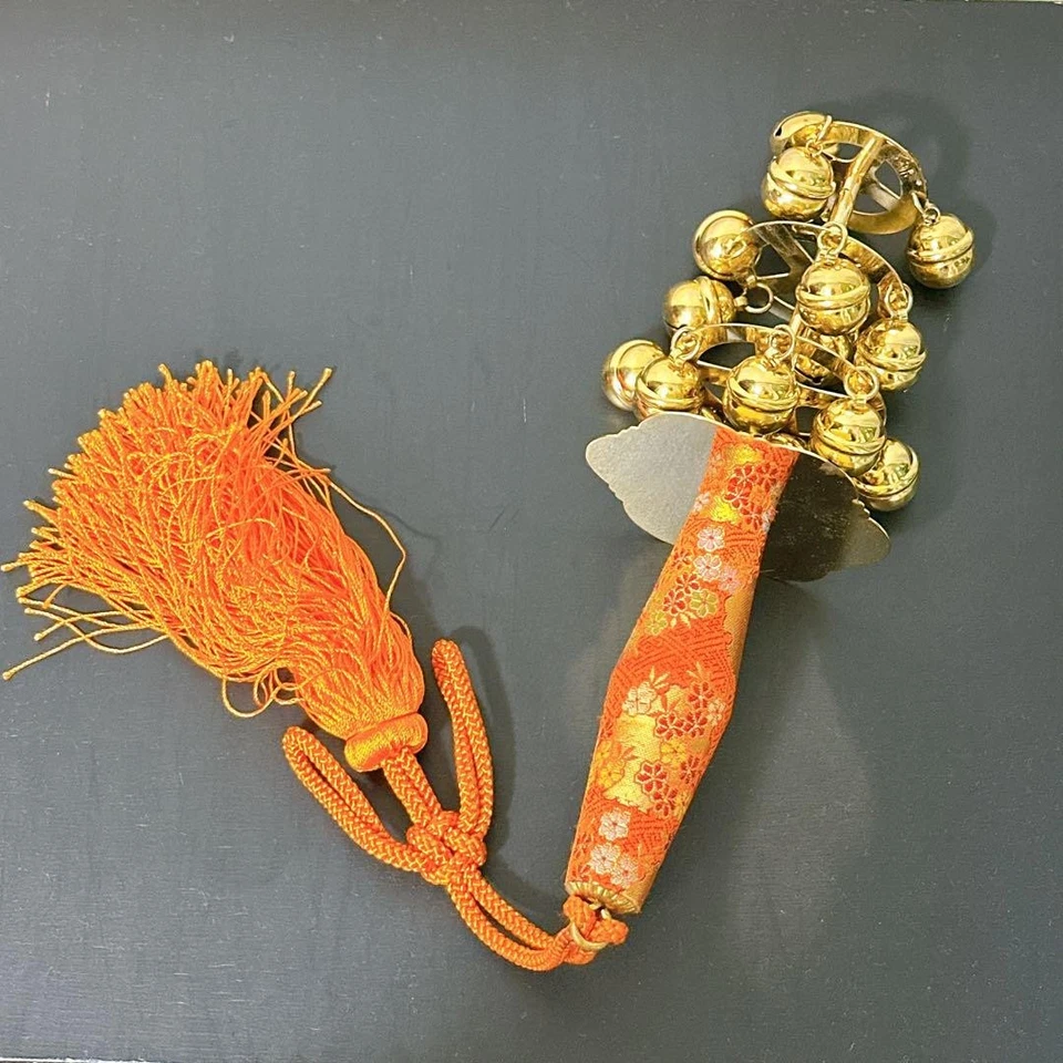 Japanese Antique Kagura Bell Sacred Shinto Shrine Maiden Prayer Ritual Treasure - Image 2 of 4