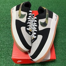 Size 9 - Nike Air Force 1 Low  07 LV8 Black Patent Camo Swoosh HQ1967-100 NEW
