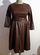 Sexy Brown Faux Leather Dress with Bell Skirt Size 2XL Faux Leather Dress