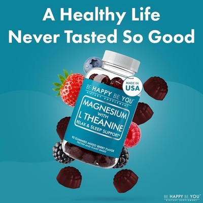 Be Happy Be You Magnesium with L Theanine Relax & Sleep Support 90 Gummies