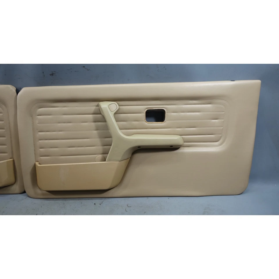 88-93 BMW E30 Convertible Front Interior Door Panel Pair Natur Beige Vinyl OEM - Image 2 of 4