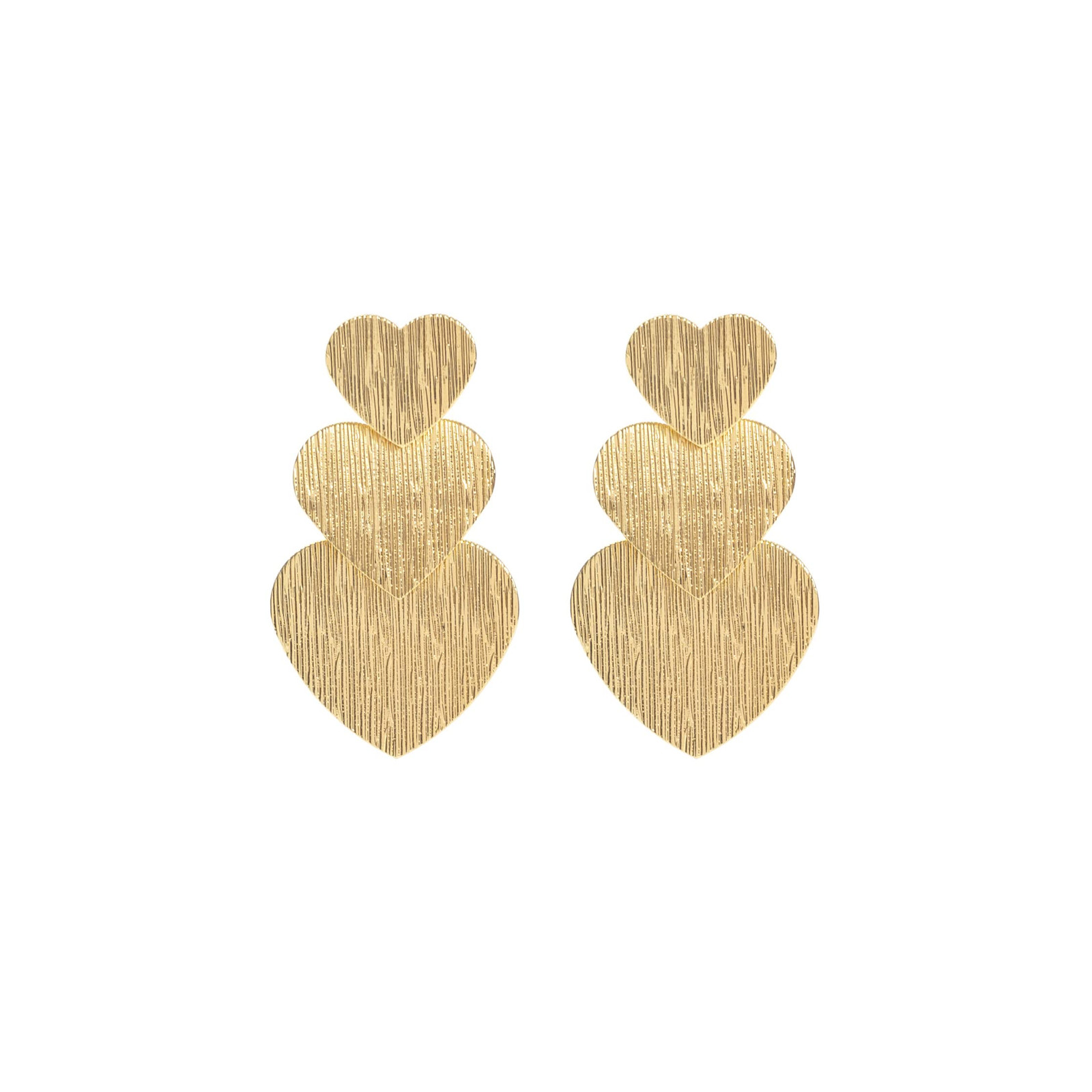 Triple Heart Dangling Diamond Stud Earrings for Women Love Drop Design