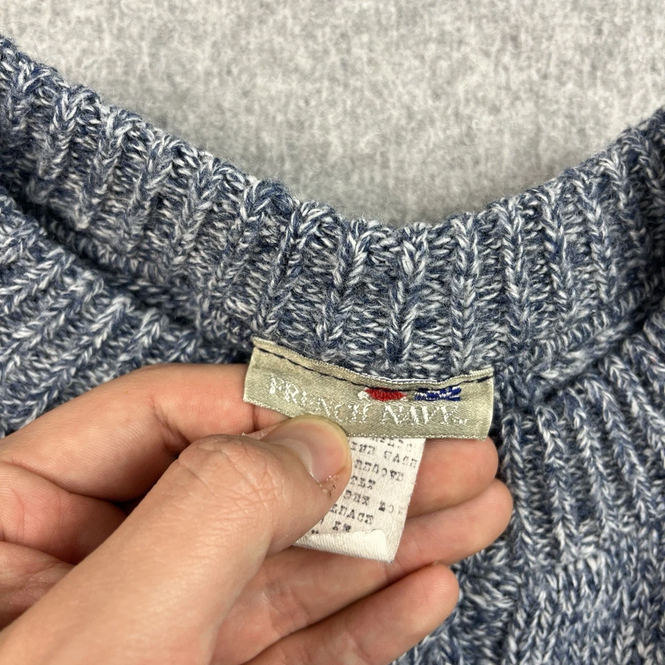 Suéter tejido con cable azul marino francés de colección para mujer mediano EE. UU. azul años 80 Nordic Fair Isle Foto 4 de 4