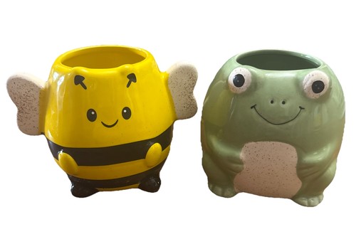 Set di fioriere per animali in ceramica Belavi / migliori gemme rana e ape - Foto 1 di 5