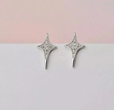 Round Cut 1Ct Lab Created Diamond Women Star Stud Earring 14K White Gold Plated