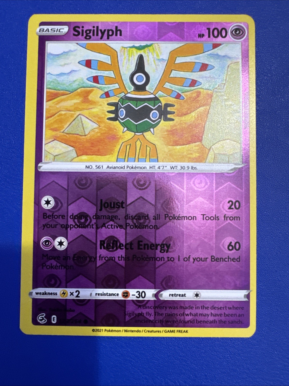 Pokemon TCG Fusion Strike Reverse Holo Sigilyph 123/264
