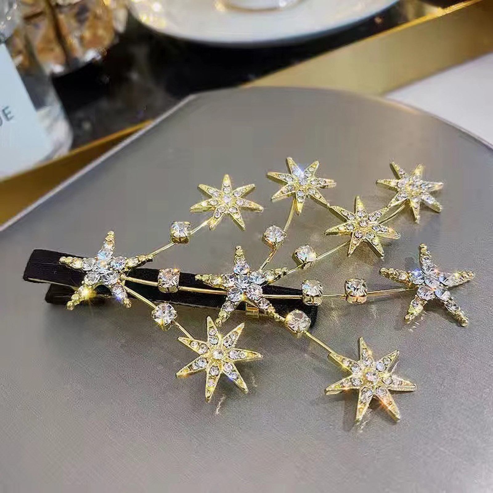 Girls Rhinestone Hair Clip Women Glitter Star Shaped Decor Barrette Hair