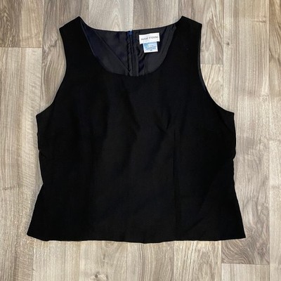 Avani Evening 2X Black Chiffon Tank Top Back Zip, Lined PRISTINE