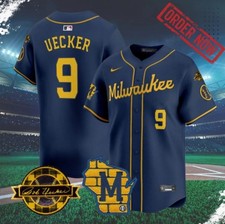Bob Uecker 9 Brewers Navy 100 Stitched Jersey ALL SIZES