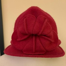 Raspberry Cloche 100% Wool Hat Vintage Flapper Style