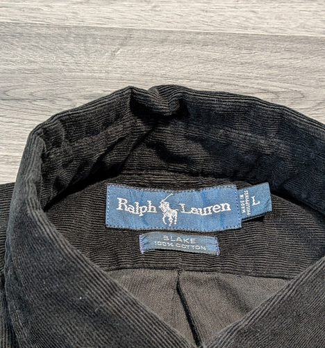 Vintage Ralph Lauren Herren schwarz Cord Langarm Blake Hemd Größe Large - Bild 2 von 7