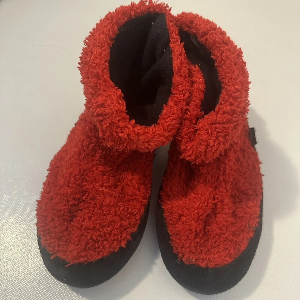 Zapatillas Bellota Niños 12.5/13.5 Rojo Fácil Botín Slouchy Fuzzy Trapo Pull On Salón Foto 2 de 4