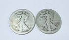LOT OF 2 WALKING LIBERTY SILVER HALF DOLLARS - ROUGH - 90% SILVER - #6472