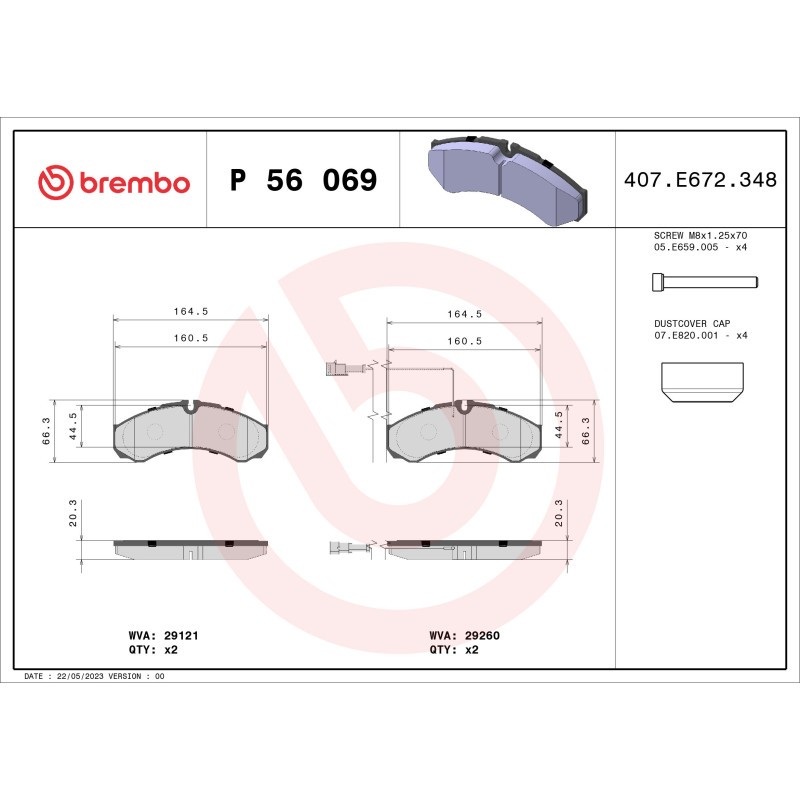 BREMBO P 56 069 Brake Pads Set Rear for Daily Cabstar