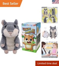Interactive Talking Hamster Plush Toy - Repeats What You Say, 3.5'' Gray