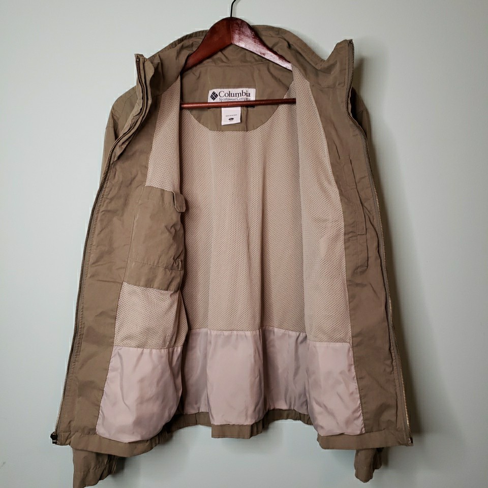 Columbia Mens Large Windbreaker Jacket Boxy Full Zip Mesh Lined Military GREEN thumbnail 9