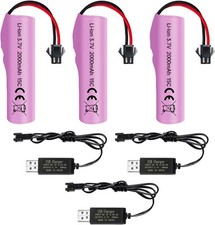 3PCS 3.7V 2000mah SM 2P Plug Lithium Battery with USB Charging Cable for DE68