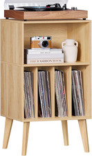 Record Player Stand, Burlywood Turntable Stand Holds up to 160 Albums, Mid-Centu