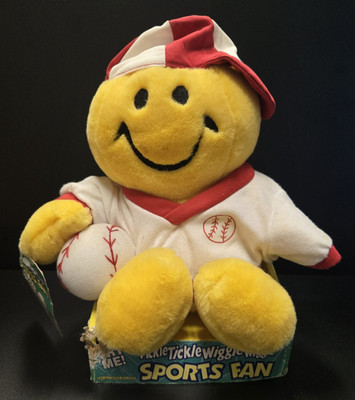 Vintage Dan Dee Tickle Tickle Wiggle Wiggle Yellow Happy Face Plush 12'' BASEBALL
