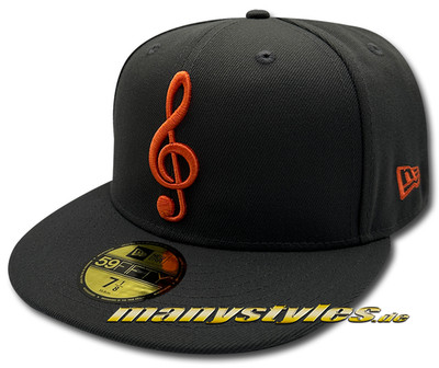 NEW ERA CAP THE MUSIC NOTE exclusive 59FIFTY Fitted Cap Graphite Lava Red 18 Ltd