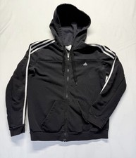 Adidas Hoodie Youth Medium Black Full Zip Climalite Training Running Athleisure