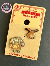 Epic Universe Universal How to Train Your Dragon Fishlegs  Meatlug 2 Pin Set