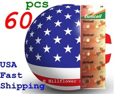 60 pcs AG1 LR60 LR621 XX G1 364A 164 Card 1.5V 0% Hg Alkaline Battery