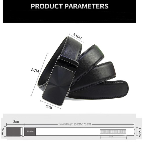 Herren Gürtel mit Ratsche automatik Schnalle Kunst Leder 35 mm Breite - Bild 3 von 9