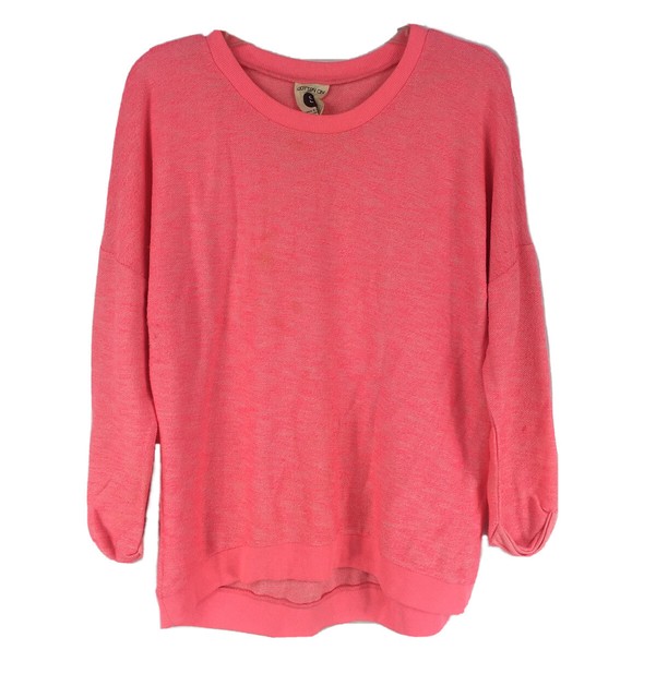 Cotton On Womens Knit Sweater Hot Pink Cuffed Long Sleeve Tunic Sz