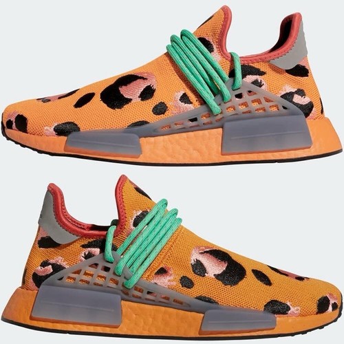 Adidas X Pharrell HU NMD Fred Flintstone Animal Print Orange GZ4439 Size 10 - Picture 4 of 7