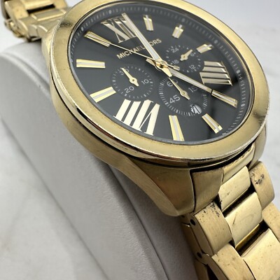 Michael Kors MK8766 Watch 44mm Gold Chronograph Face & Bracelet