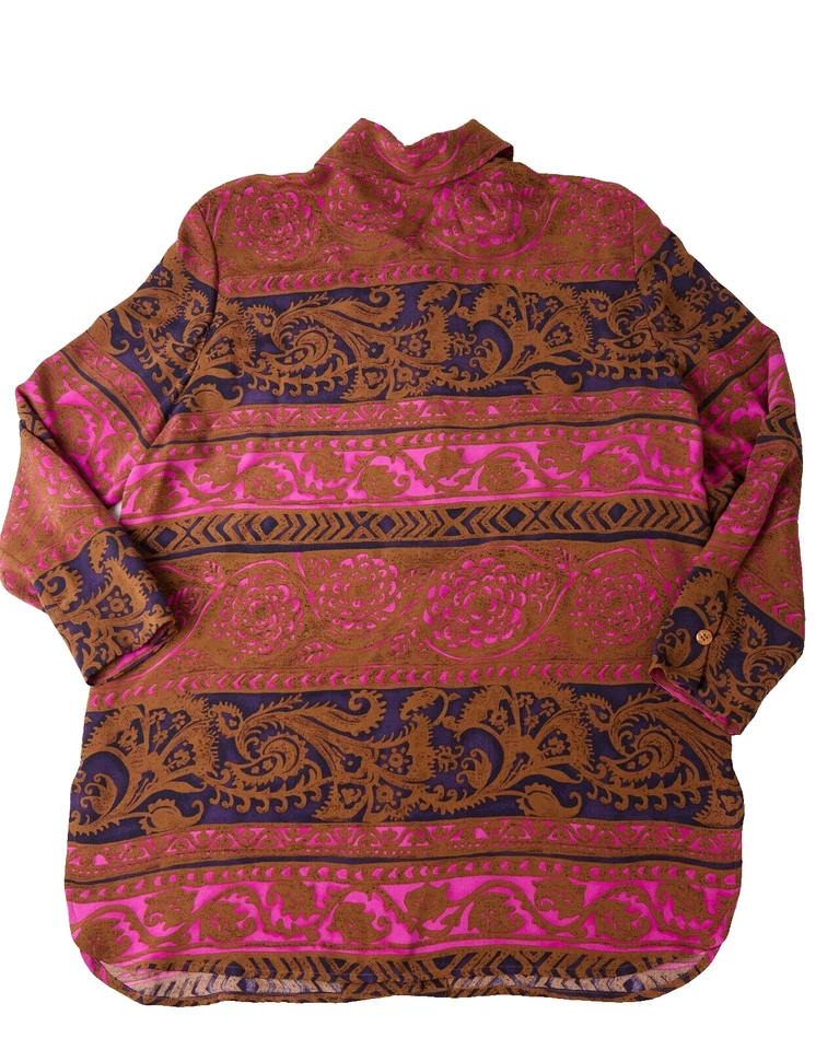 Camisa De Colección Dana Buchman Para Mujer 16 Multicolor Floral 100% Seda Boho Foto 2 de 4