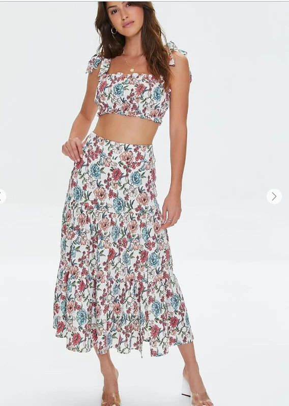 Floral print crop cheap top forever 21