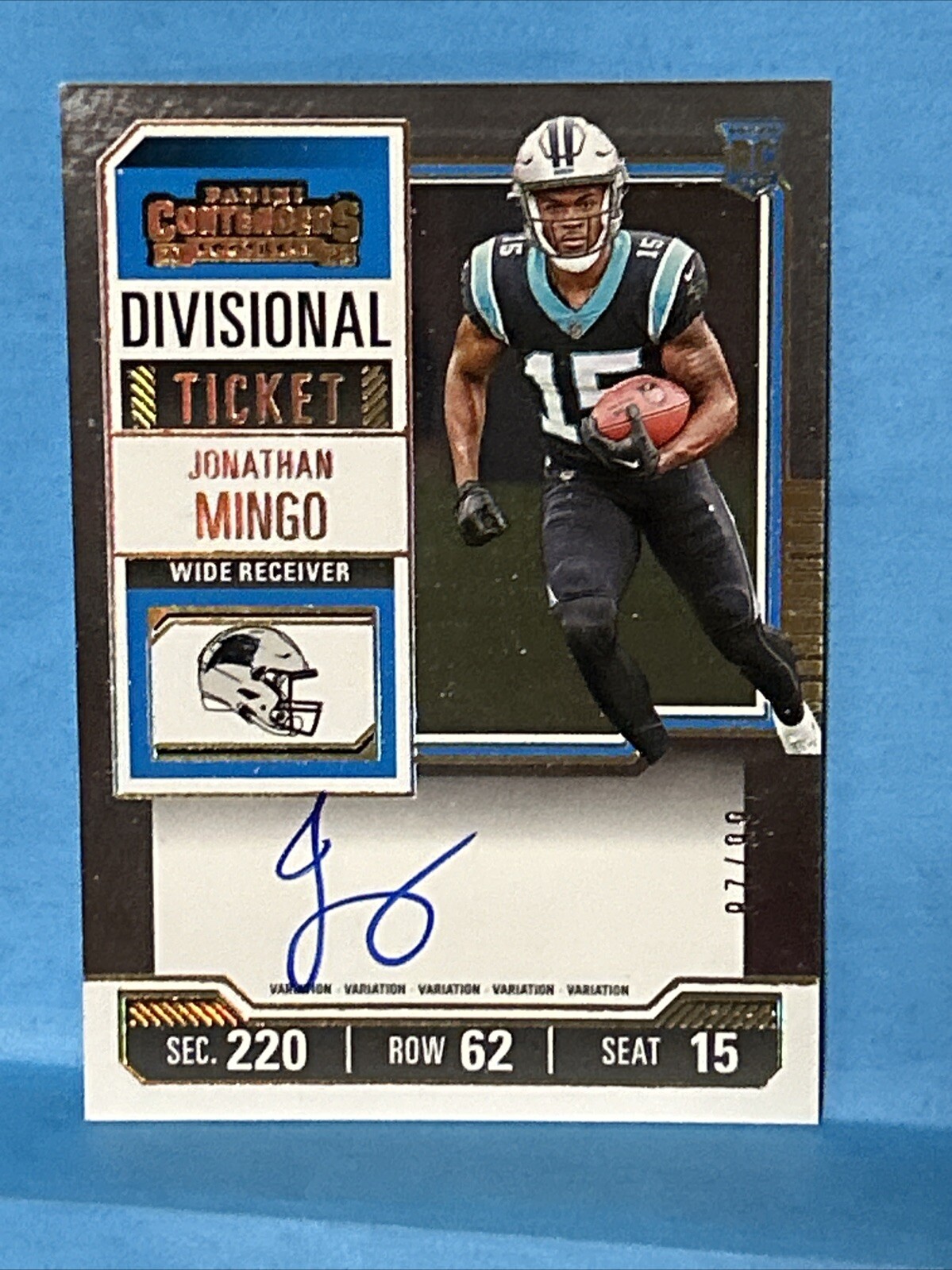 2023 Contenders Jonathan Mingo Divisional Ticket On Card Variation Auto #d /99