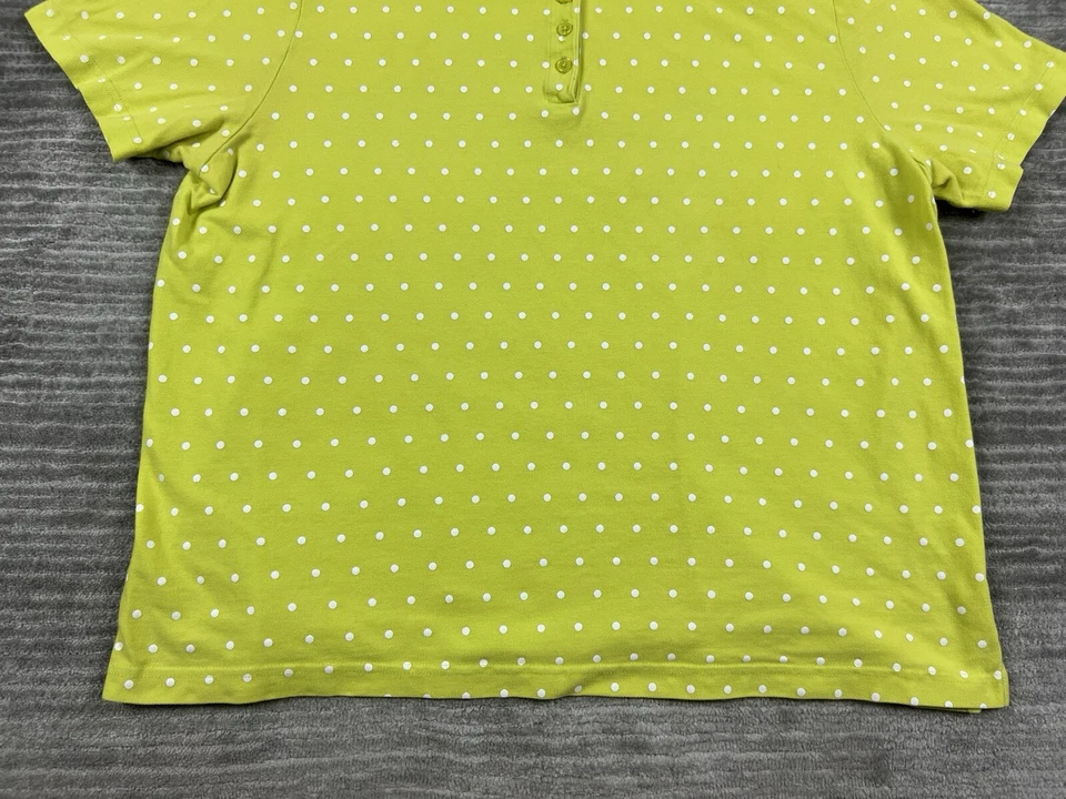 Kim Rogers Top Womens XL Green White Polka Dot Polo Short Sleeve Cotton - Изображение 3 из 4