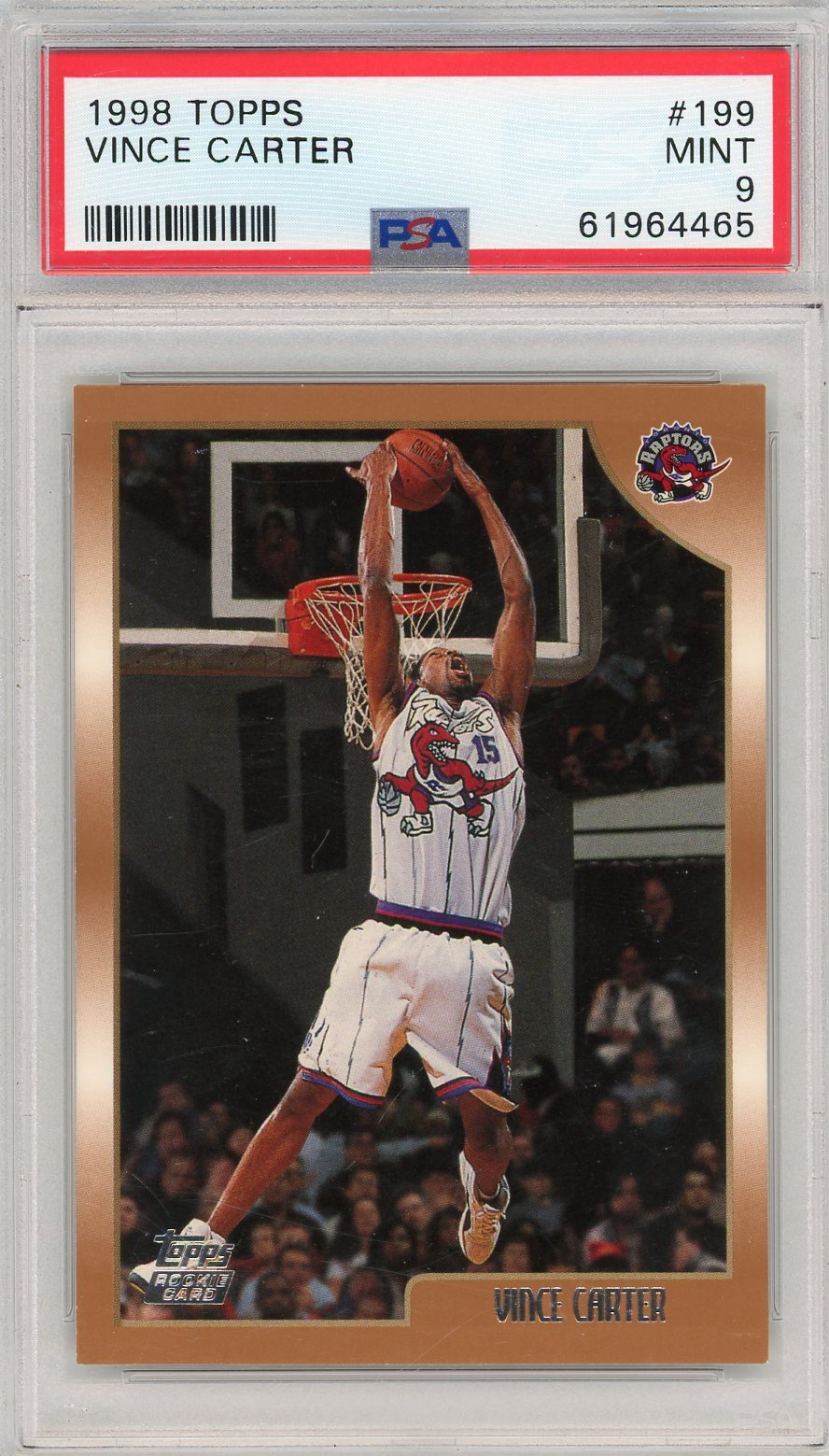 1998 Topps Vince Carter #199 PSA 9 Base Rookie RC Raptors