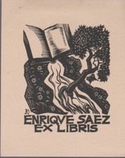 ex-libris  Enrique Saez (bois)