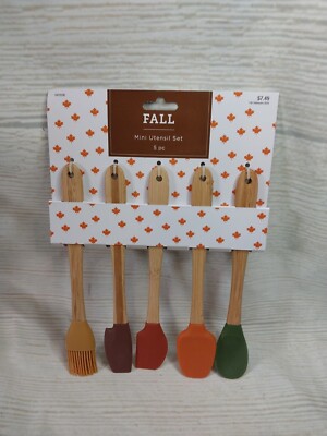 New! 5 pc Mini Silicon Utensil Set Spatula Kitchen Baking Scraper Tools Brush