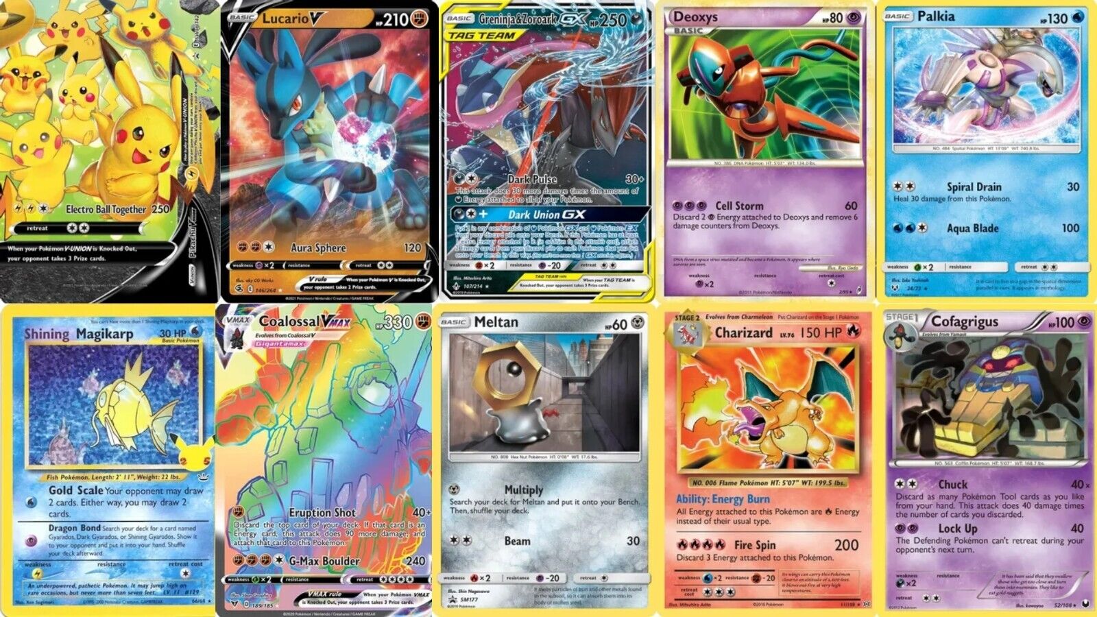 Kit Com 20 Cartas Pokemon Card Gx/Ex/VMAX/VBrilhantes - Takara