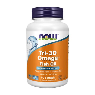 Now Foods Omega 3 Fish Oil with Vitamin D 90 Softgels Nutritional Supplement