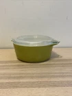 VINTAGE Pyrex Glass Casserole 1.5 Pint Verde Avocado Olive Green 472 Clear Lid
