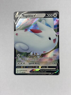 togekiss v pokemon card value 140/185 Vivid Voltage Ultra Rare TCG NM [1] White Wind (20+) If your opponents Active Pokemon is an Evolution Pokemon Togekiss V HP200 2020 Holo