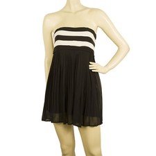 Alice + Olivia Black & White Silk Strapless Long Top or Super Mini Dress size XS